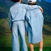 DIESEL Abito camicia in denim chiaro con maxi patch | Bambino Vestiti | Oval D By Diesel