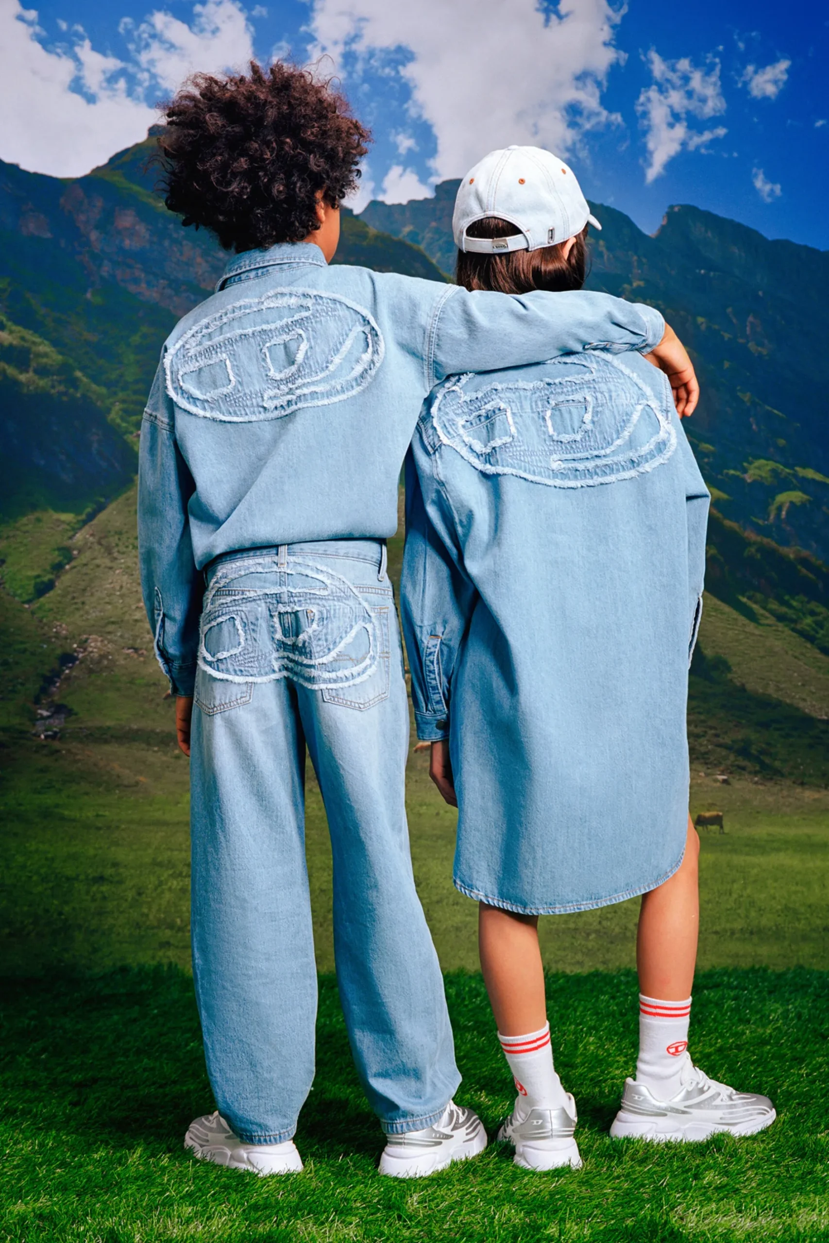 DIESEL Abito camicia in denim chiaro con maxi patch | Bambino Vestiti | Oval D By Diesel