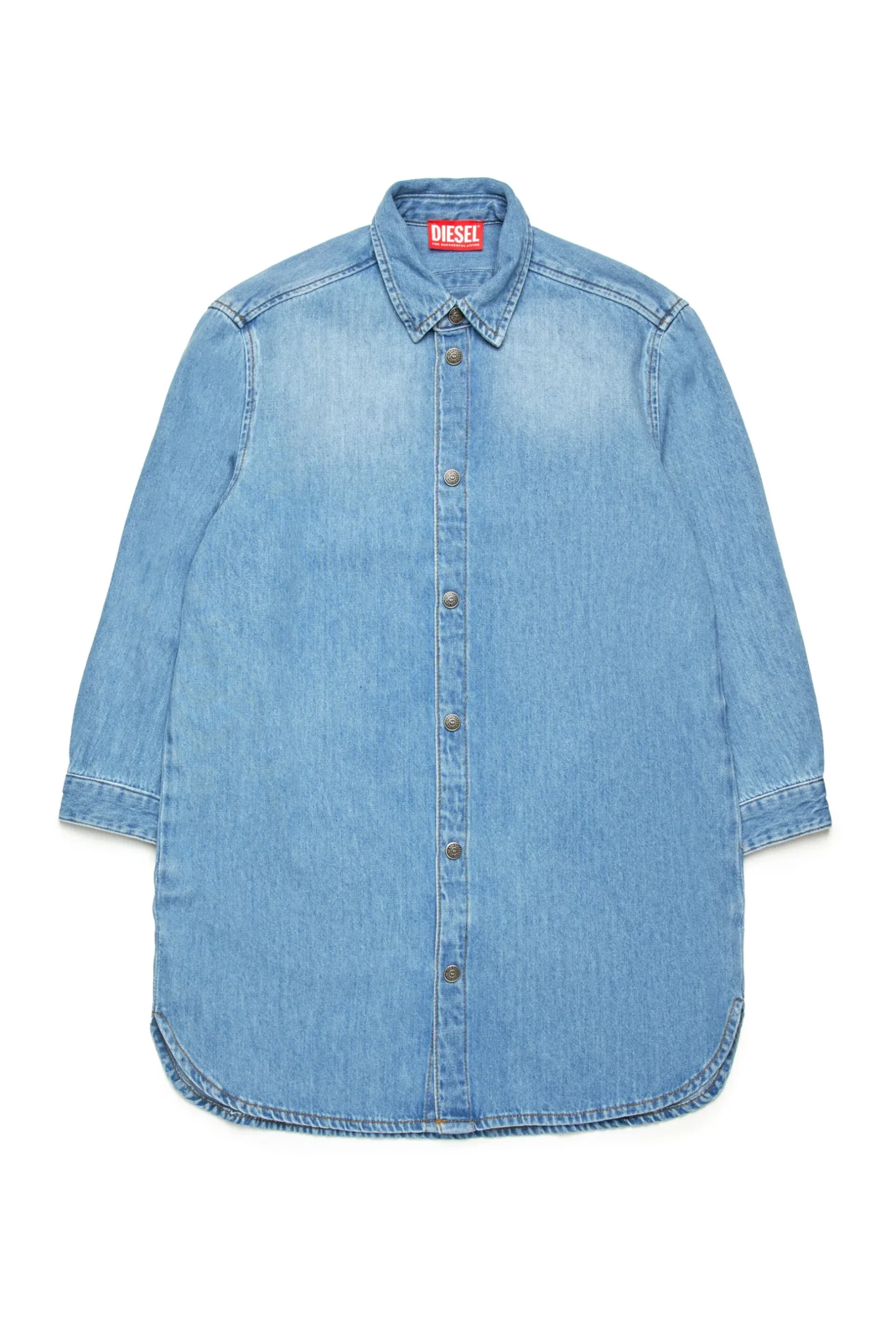 DIESEL Abito camicia in denim chiaro con maxi patch | Bambino Vestiti | Oval D By Diesel