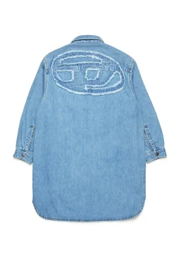 DIESEL Abito camicia in denim chiaro con maxi patch | Bambino Vestiti | Oval D By Diesel