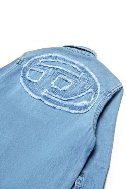 DIESEL Abito camicia in denim chiaro con maxi patch | Bambino Vestiti | Oval D By Diesel