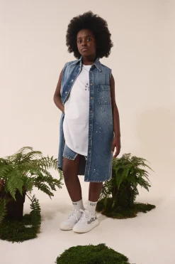 MM6 MAISON MARGIELA Abito maxi-camicia in denim con color spots | Bambino Vestiti | Denim-Mania