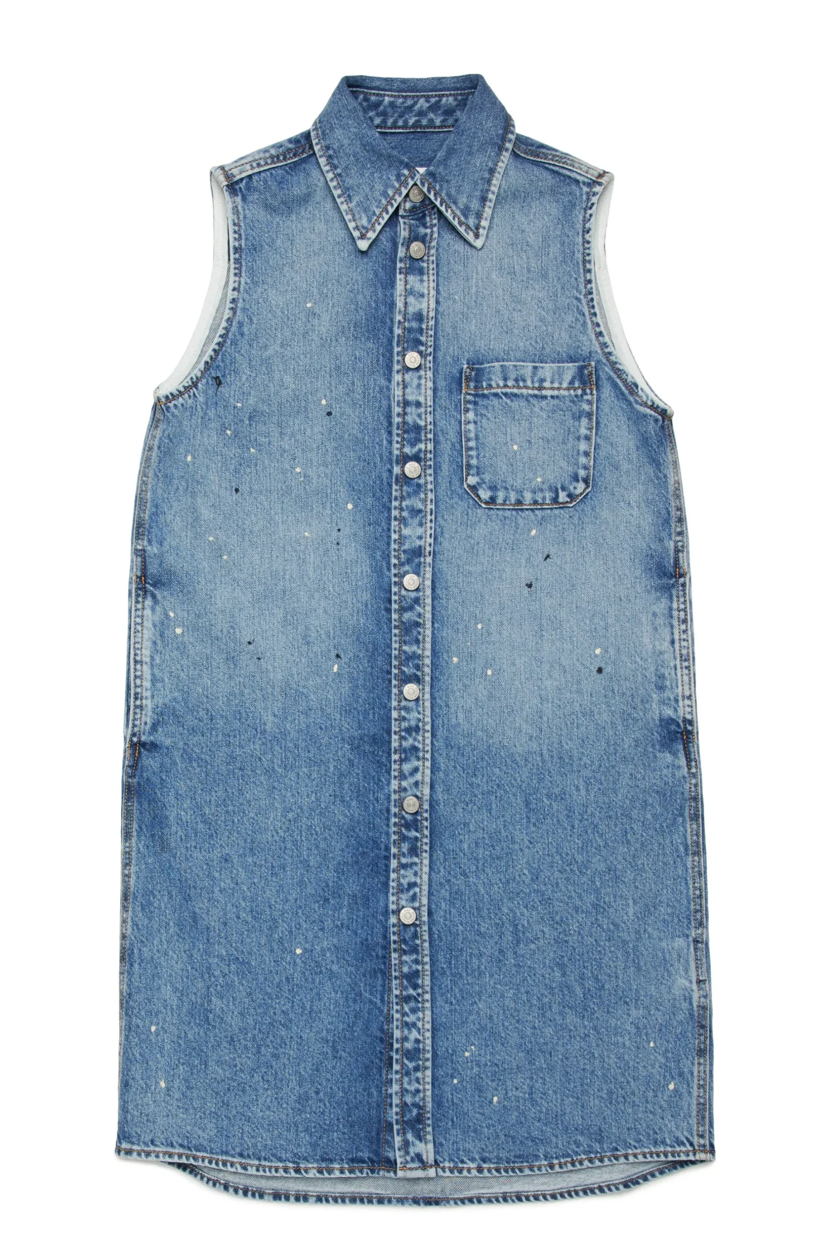 MM6 MAISON MARGIELA Abito maxi-camicia in denim con color spots | Bambino Vestiti | Denim-Mania