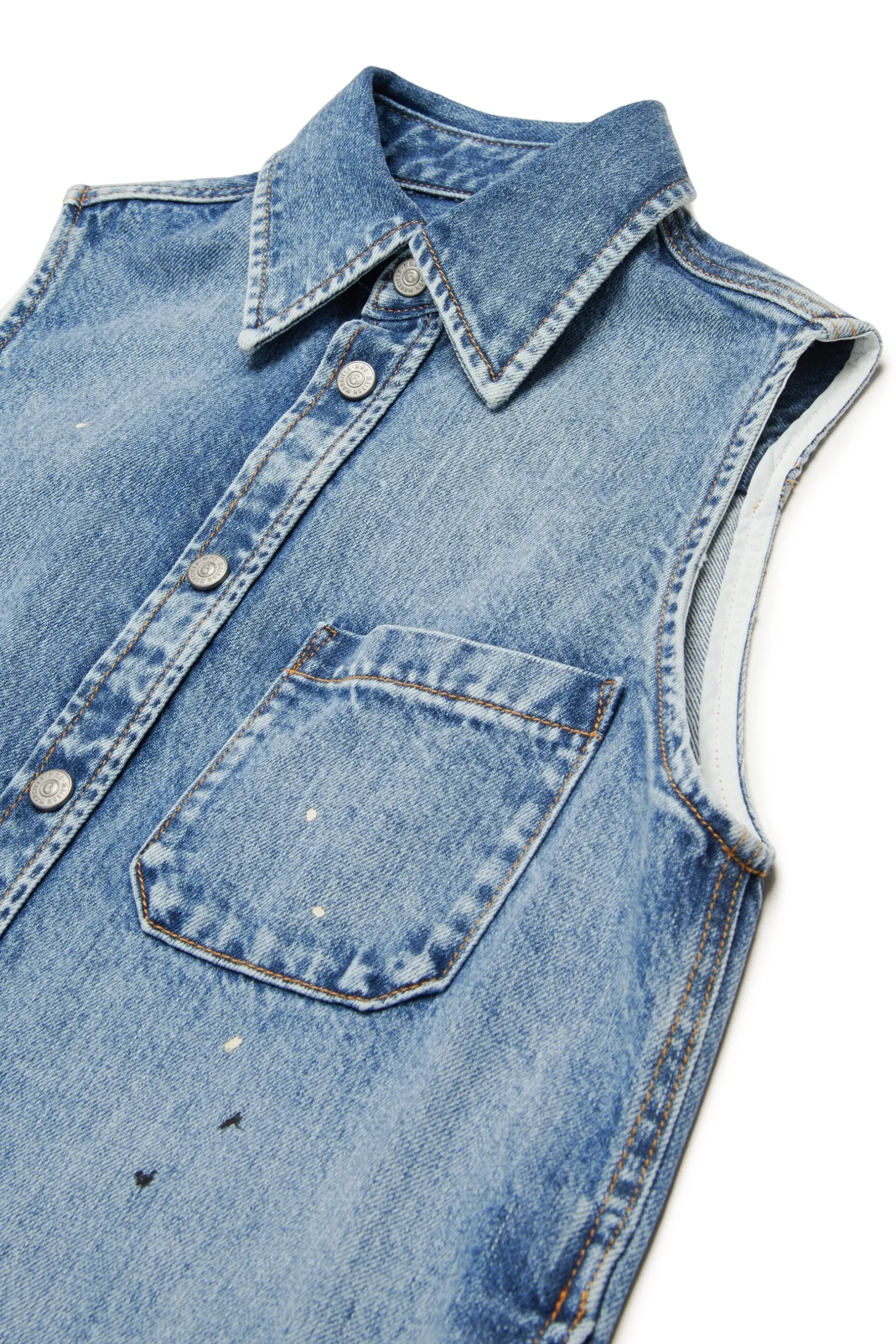 MM6 MAISON MARGIELA Abito maxi-camicia in denim con color spots | Bambino Vestiti | Denim-Mania