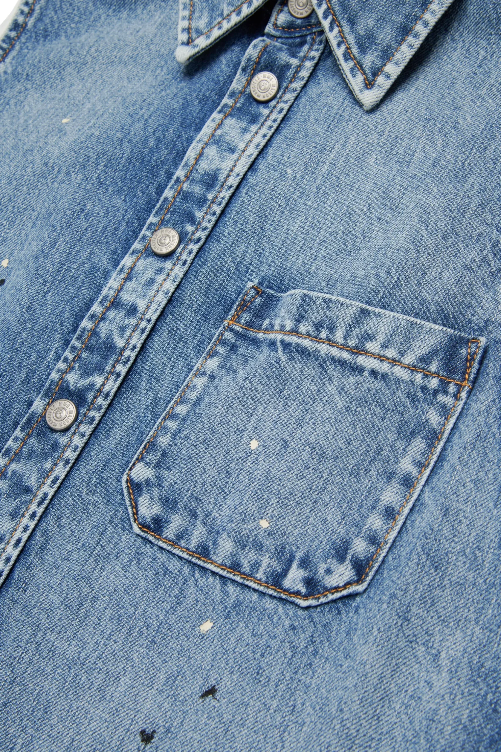 MM6 MAISON MARGIELA Abito maxi-camicia in denim con color spots | Bambino Vestiti | Denim-Mania