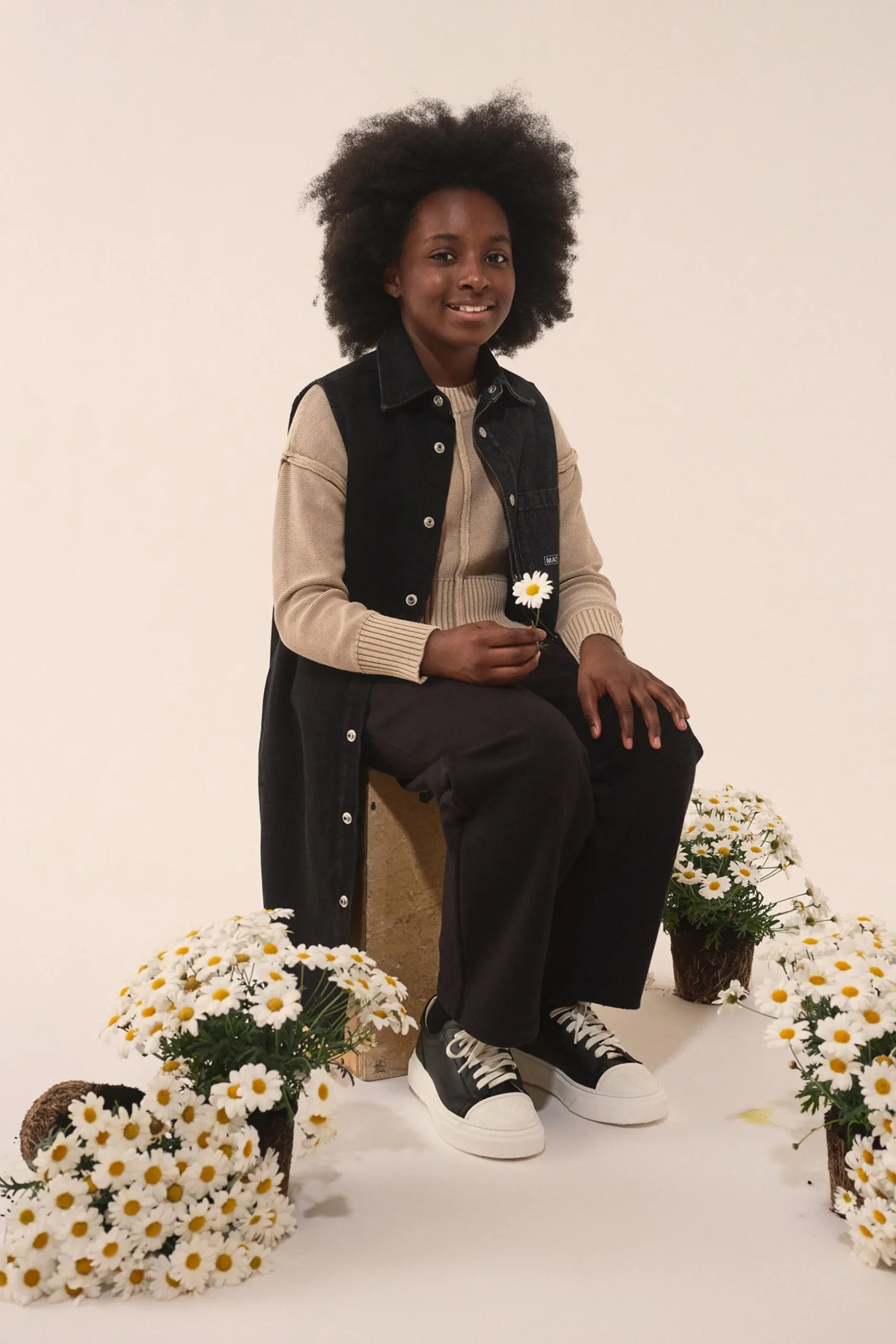 MM6 MAISON MARGIELA Abito smanicato in denim bicolor con lettering | Bambino Vestiti | Denim-Mania