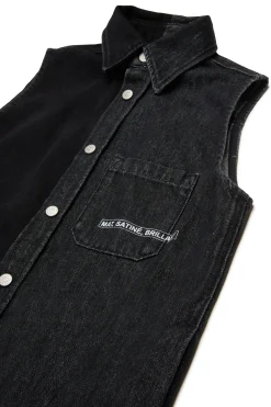 MM6 MAISON MARGIELA Abito smanicato in denim bicolor con lettering | Bambino Vestiti | Denim-Mania