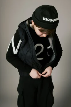 DSQUARED2 Berretto beanie estivo con logo ricamato | Bambino Berretti E Cappelli | Logomania