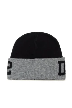 DSQUARED2 Berretto beanie in misto lana con logo | Bambino Berretti E Cappelli | Berretti E Cappelli
