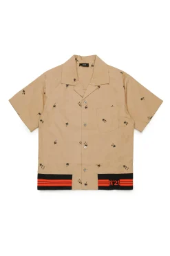 N°21 Camicia bowling in popeline allover Palms | Bambino Camicie