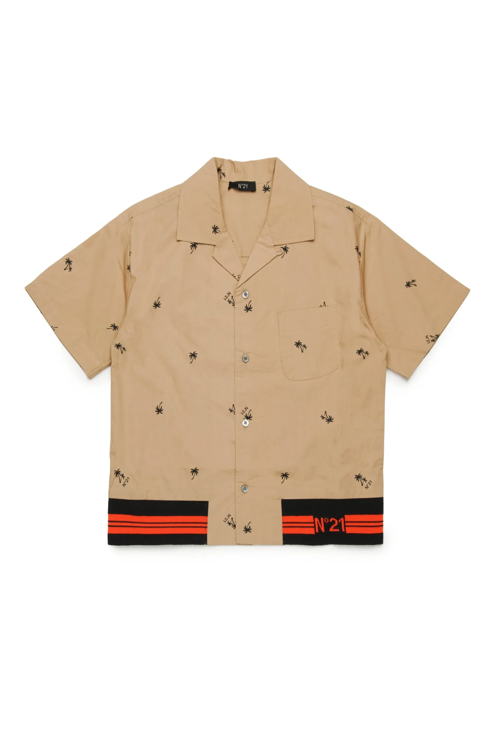 N°21 Camicia bowling in popeline allover Palms | Bambino Camicie