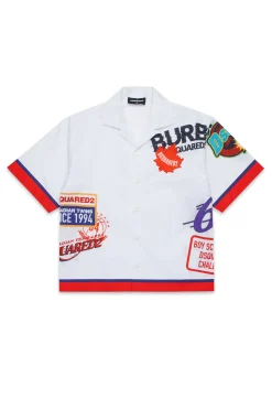 DSQUARED2 Camicia bowling in popeline con grafica Urban | Bambino Camicie