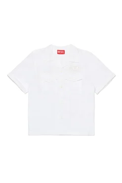 DIESEL Camicia bowling in popeline con logo Oval D | Bambino Camicie