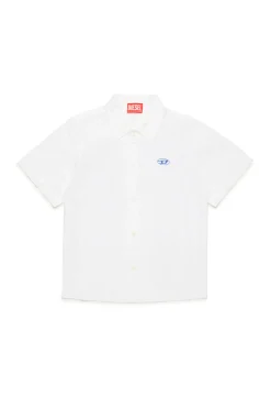 DIESEL Camicia bowling in popeline con logo Oval D | Bambino Oval D By Diesel | Oval D By Diesel