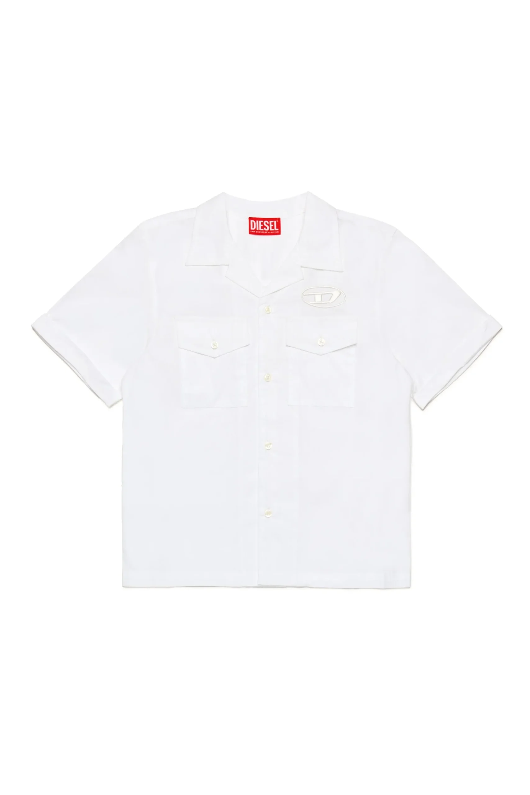 DIESEL Camicia bowling in popeline con logo Oval D | Bambino Camicie