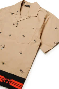 N°21 Camicia bowling in popeline allover Palms | Bambino Camicie