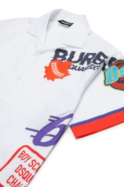 DSQUARED2 Camicia bowling in popeline con grafica Urban | Bambino Camicie