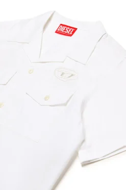 DIESEL Camicia bowling in popeline con logo Oval D | Bambino Camicie