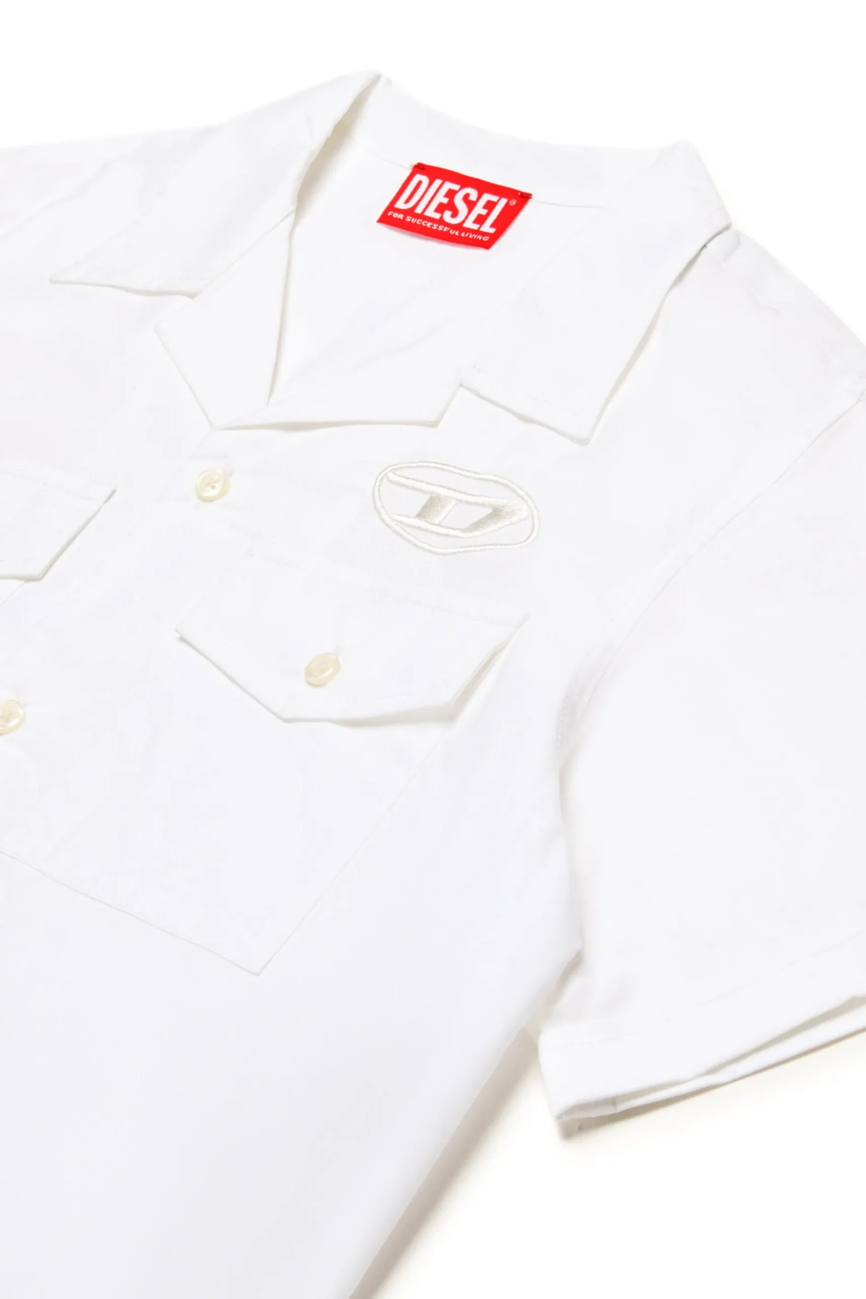 DIESEL Camicia bowling in popeline con logo Oval D | Bambino Camicie