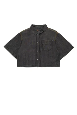 DIESEL Camicia cropped in denim leggero nero | Bambino Camicie | Denim-Mania