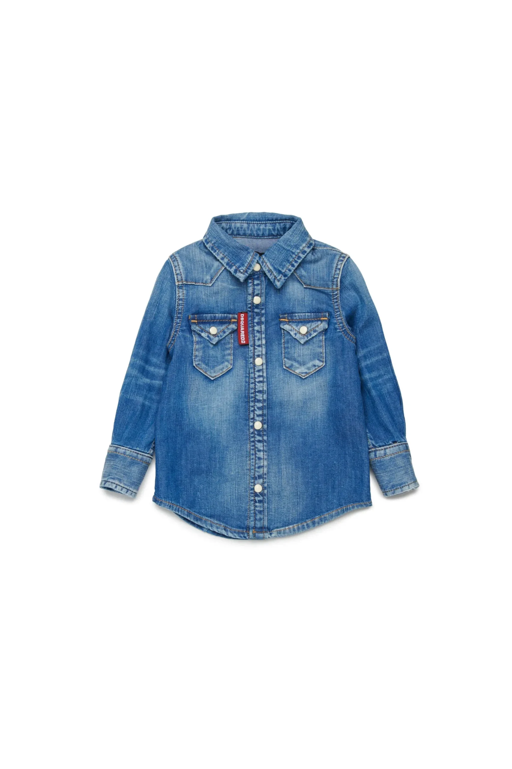 DSQUARED2 Camicia in denim blu medio sfumato | Bambino Camicie | Denim-Mania
