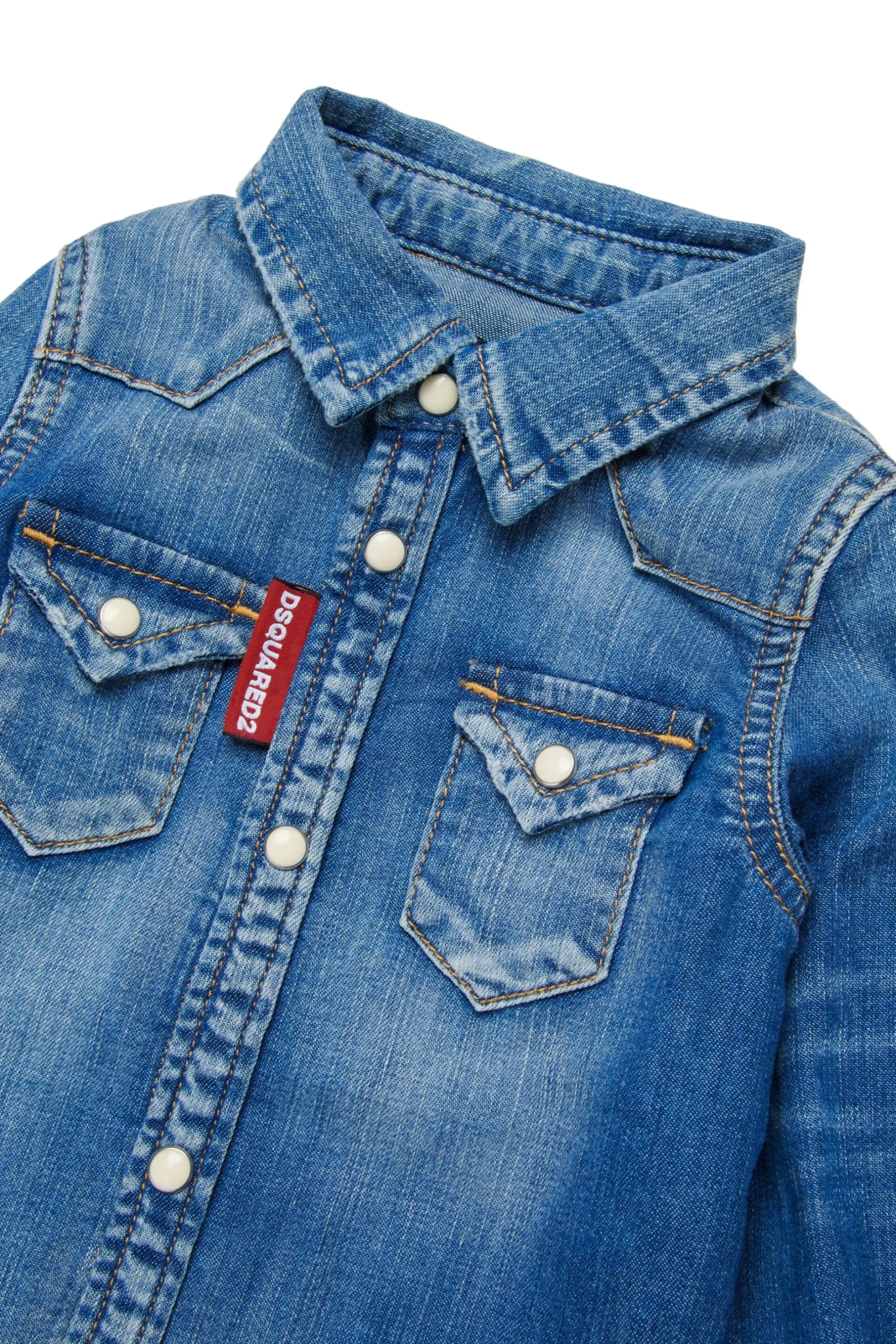 DSQUARED2 Camicia in denim blu medio sfumato | Bambino Camicie | Denim-Mania