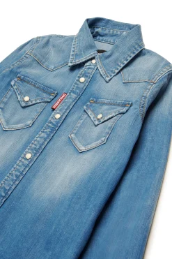 DSQUARED2 Camicia in denim blu medio sfumato | Bambino Camicie | Camicie