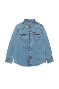 DIESEL Camicia in denim chiaro con logo Oval D | Bambino Camicie | Denim-Mania