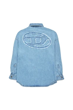 DIESEL Camicia in denim chiaro con maxi patch | Bambino Oval D By Diesel | Oval D By Diesel