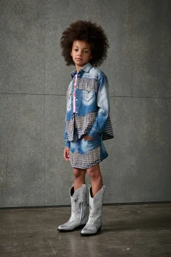 DSQUARED2 Camicia in denim con frange in cristalli | Bambino Camicie | Denim-Mania