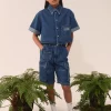 MM6 MAISON MARGIELA Camicia in denim con maniche risvoltate | Bambino Camicie | Denim-Mania