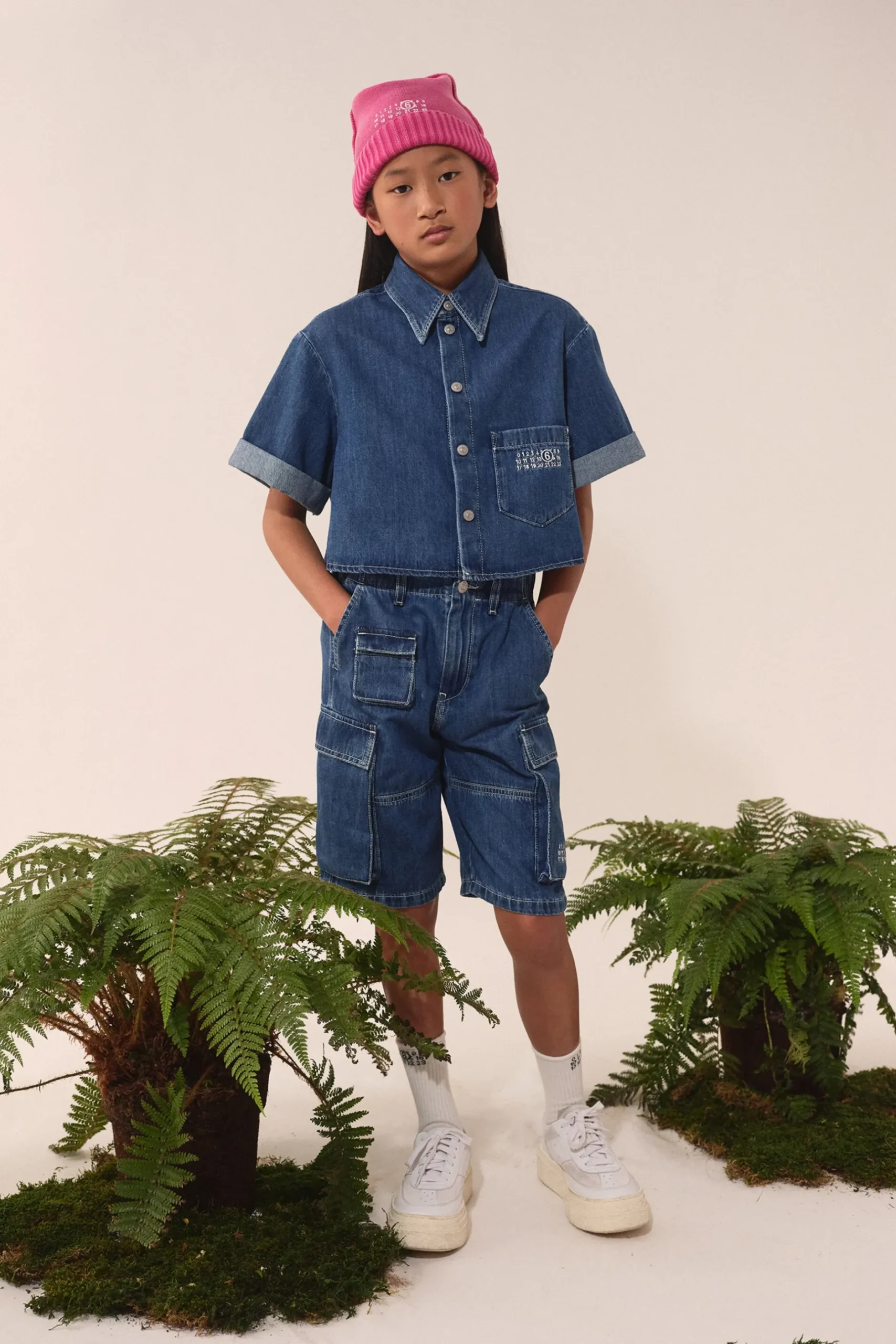 MM6 MAISON MARGIELA Camicia in denim con maniche risvoltate | Bambino Camicie | Denim-Mania