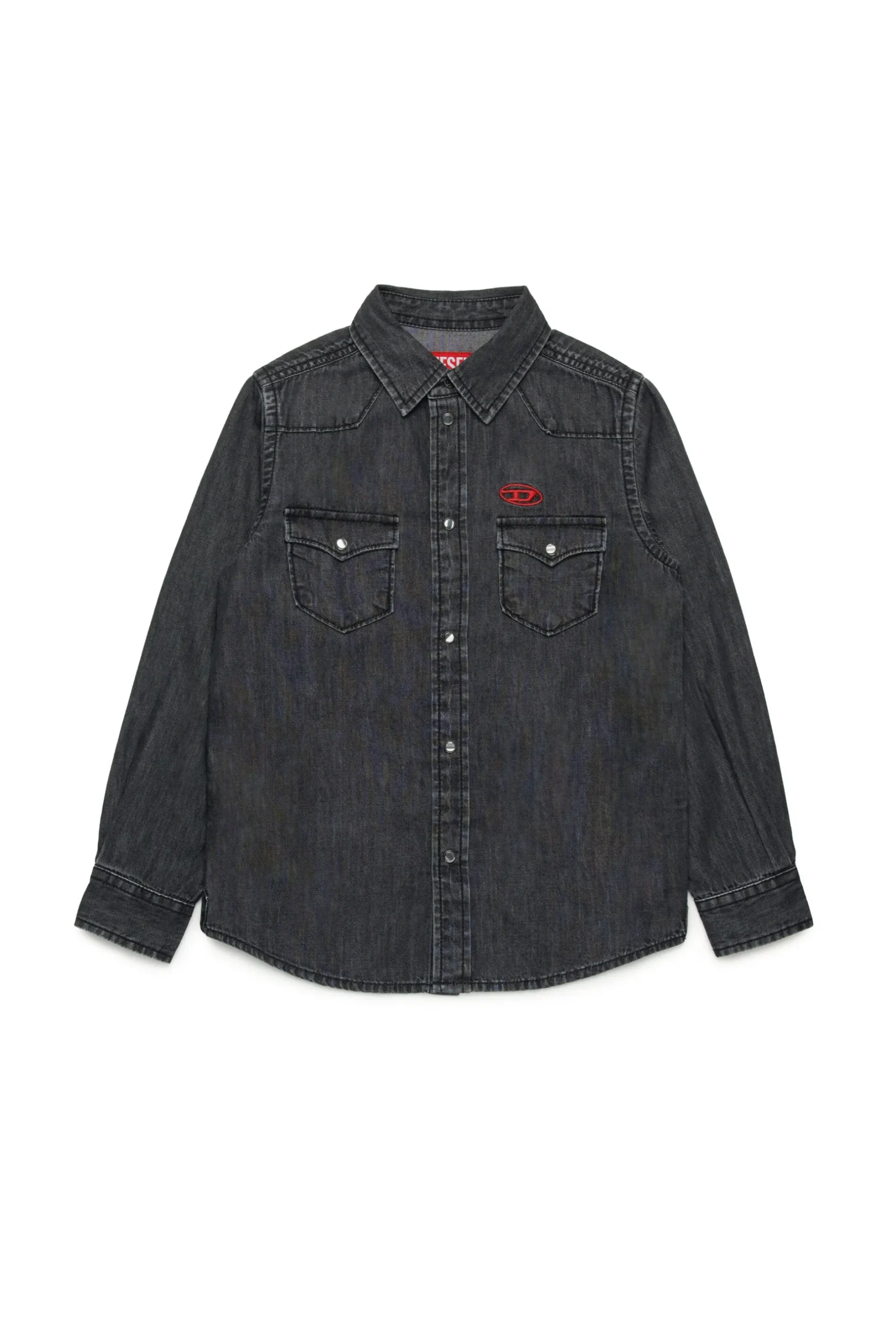 DIESEL Camicia in denim nero con logo Oval D | Bambino Denim-Mania | Denim-Mania