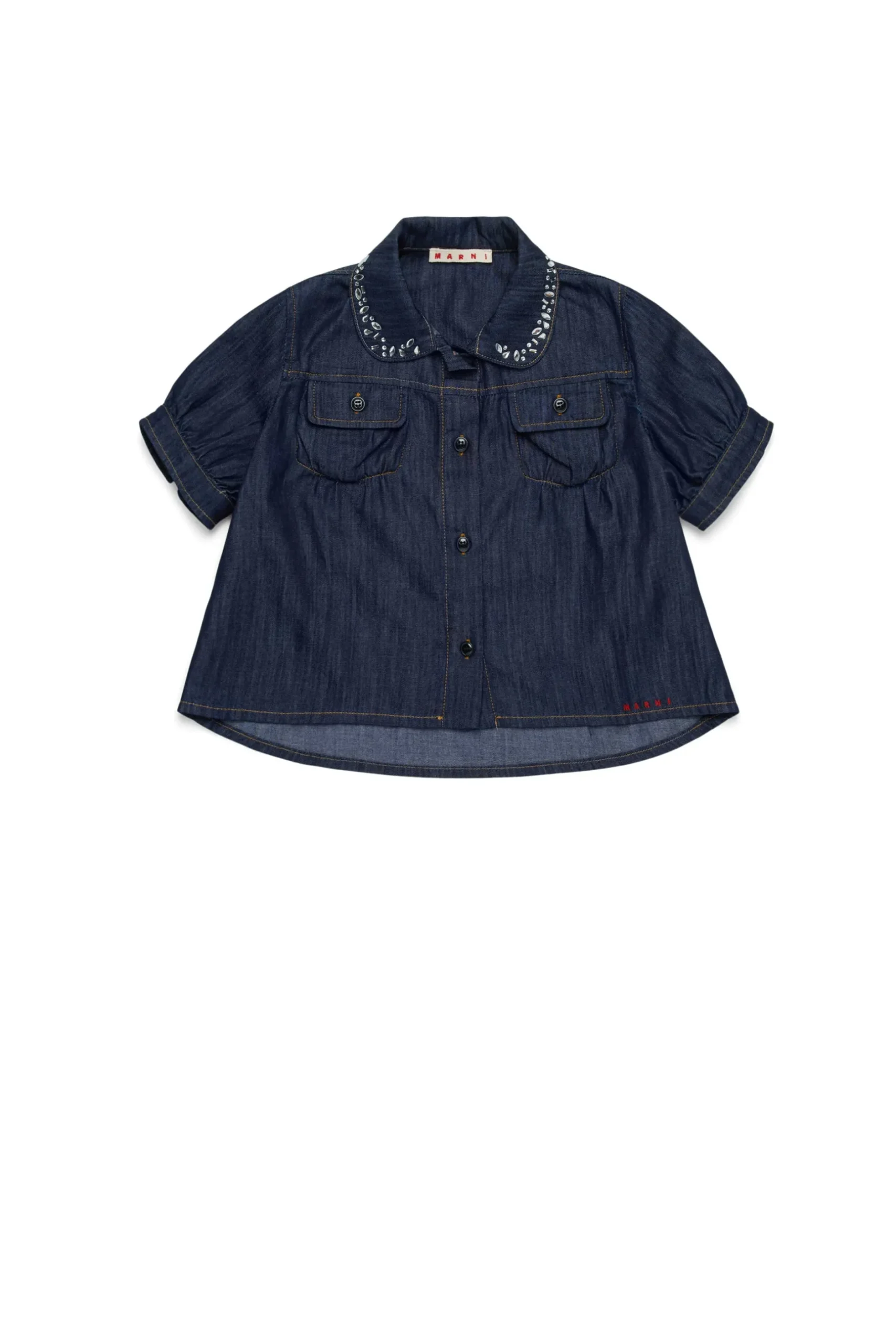 MARNI Camicia in denim scuro con rhinestones | Bambino Camicie | Denim-Mania
