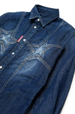 DSQUARED2 Camicia in denim scuro con Super Star | Bambino Camicie | Denim-Mania