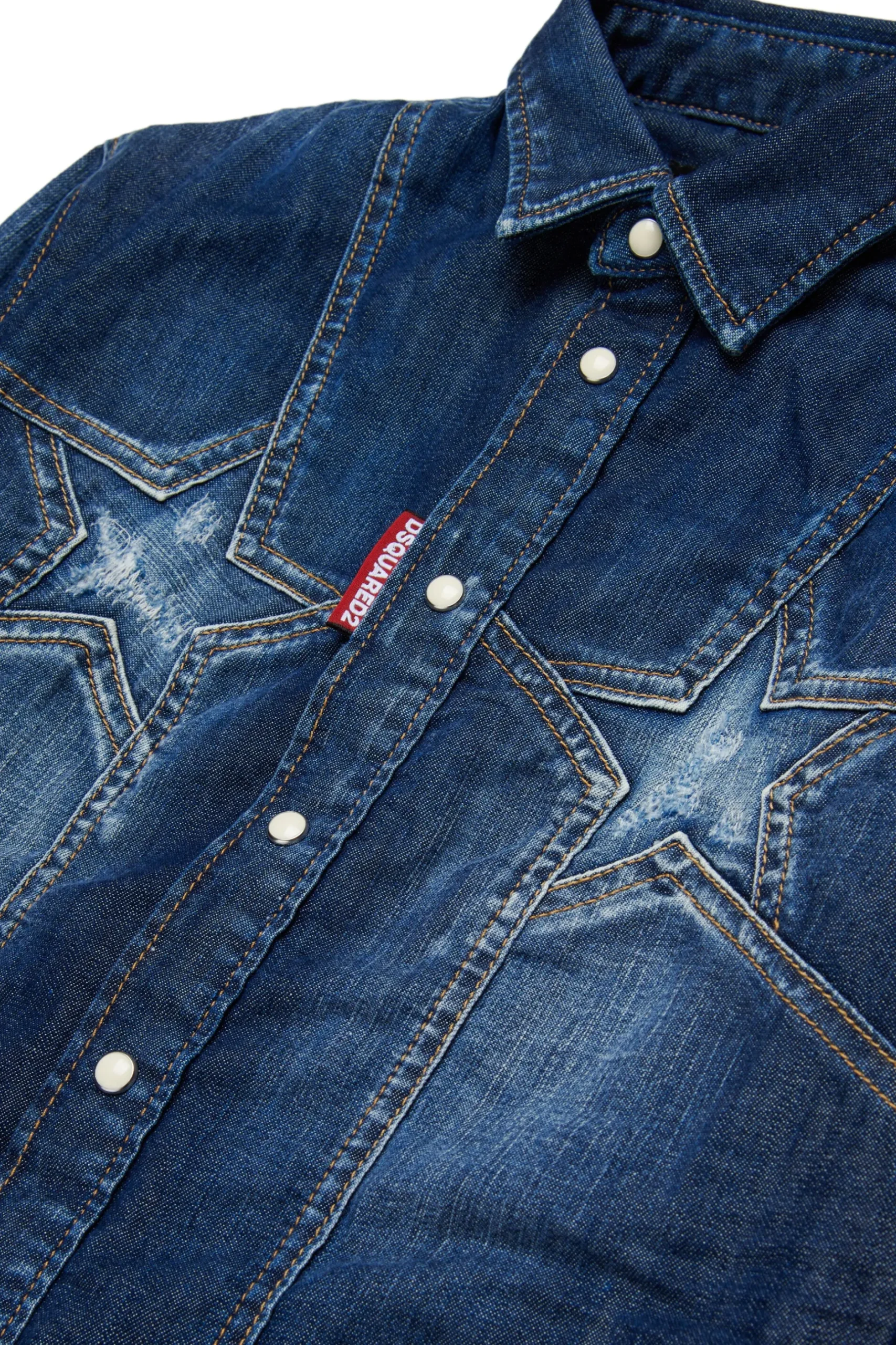 DSQUARED2 Camicia in denim scuro con Super Star | Bambino Camicie | Denim-Mania