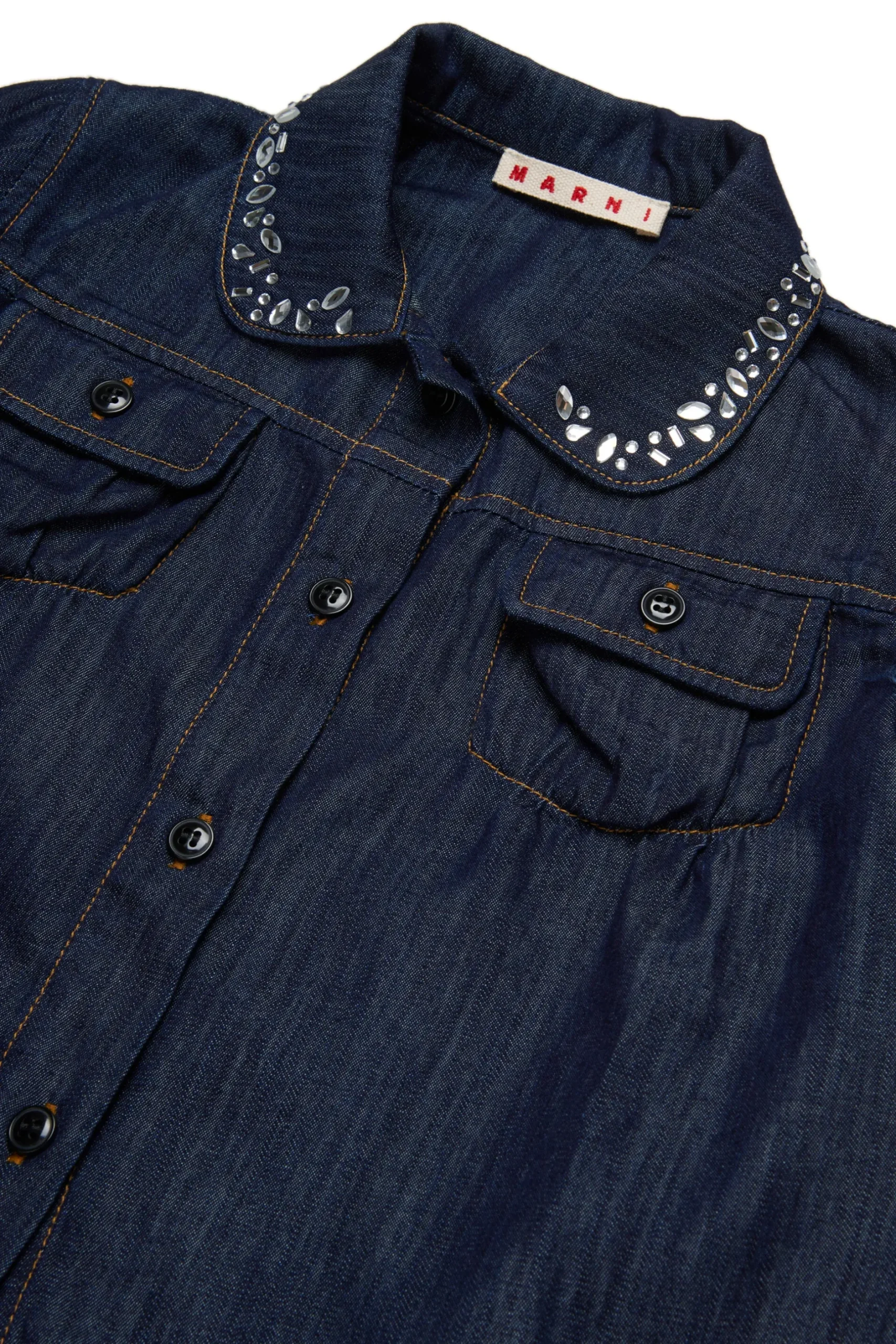 MARNI Camicia in denim scuro con rhinestones | Bambino Camicie | Denim-Mania