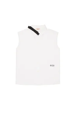 N°21 Camicia smanicata in popeline con fiocco | Camicie