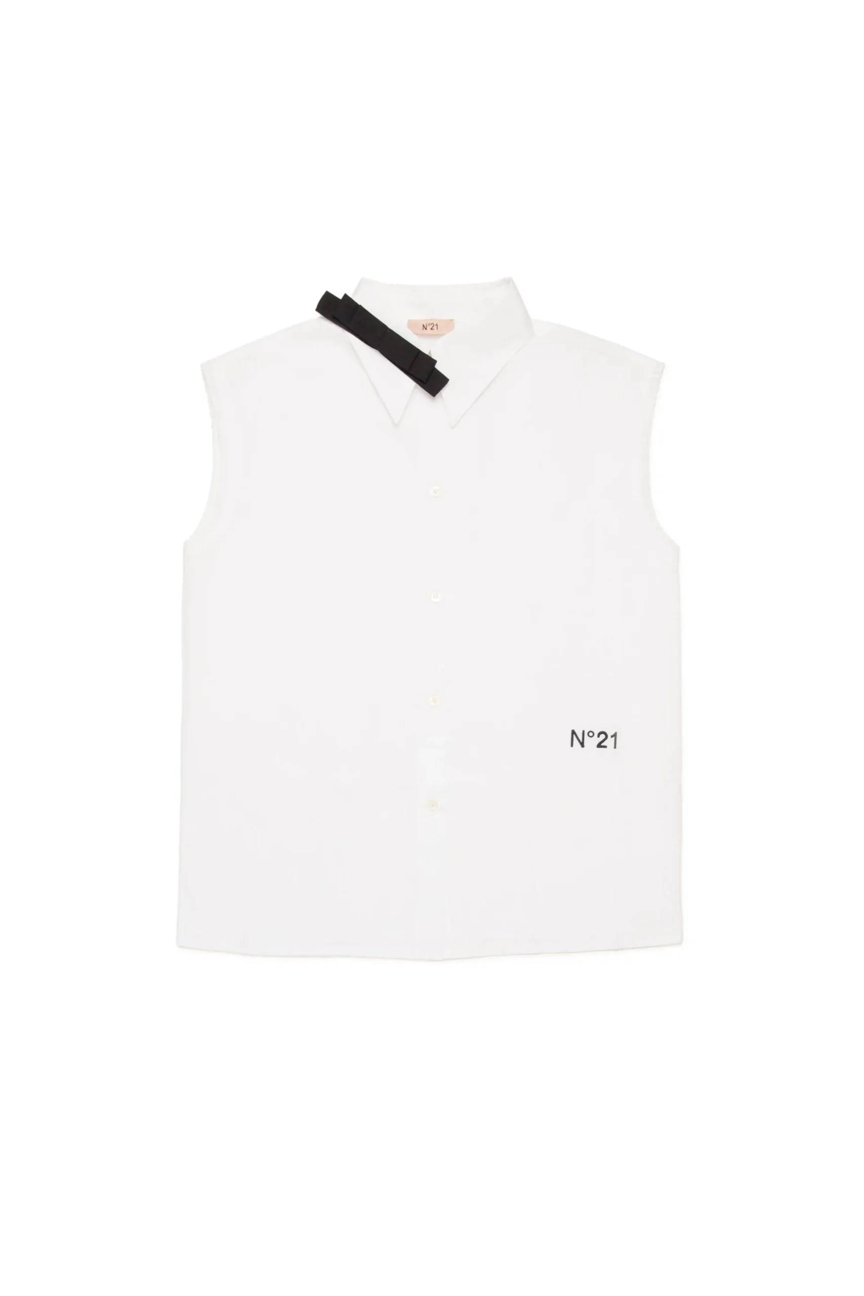 N°21 Camicia smanicata in popeline con fiocco | Camicie
