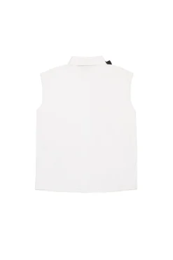 N°21 Camicia smanicata in popeline con fiocco | Camicie