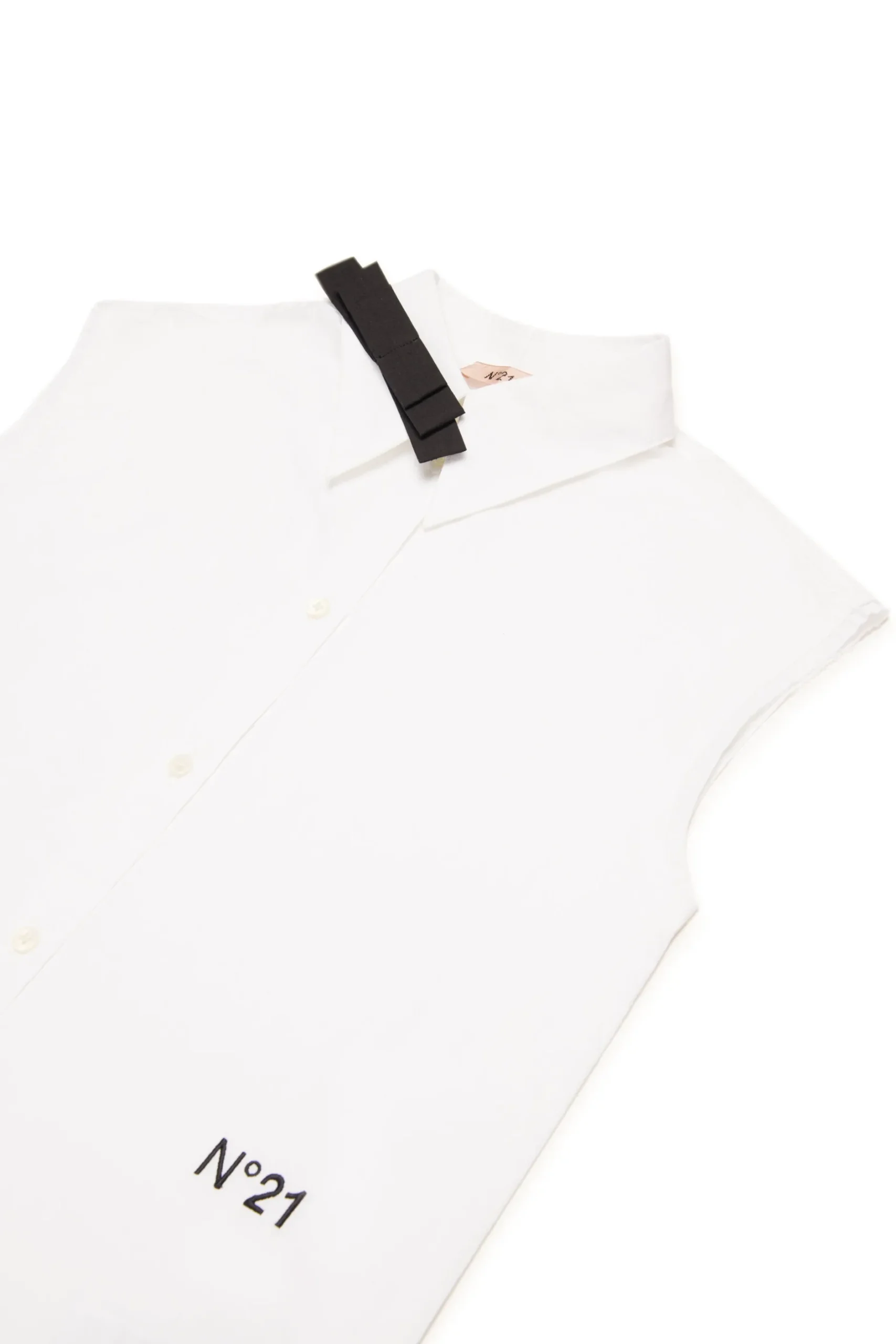 N°21 Camicia smanicata in popeline con fiocco | Camicie