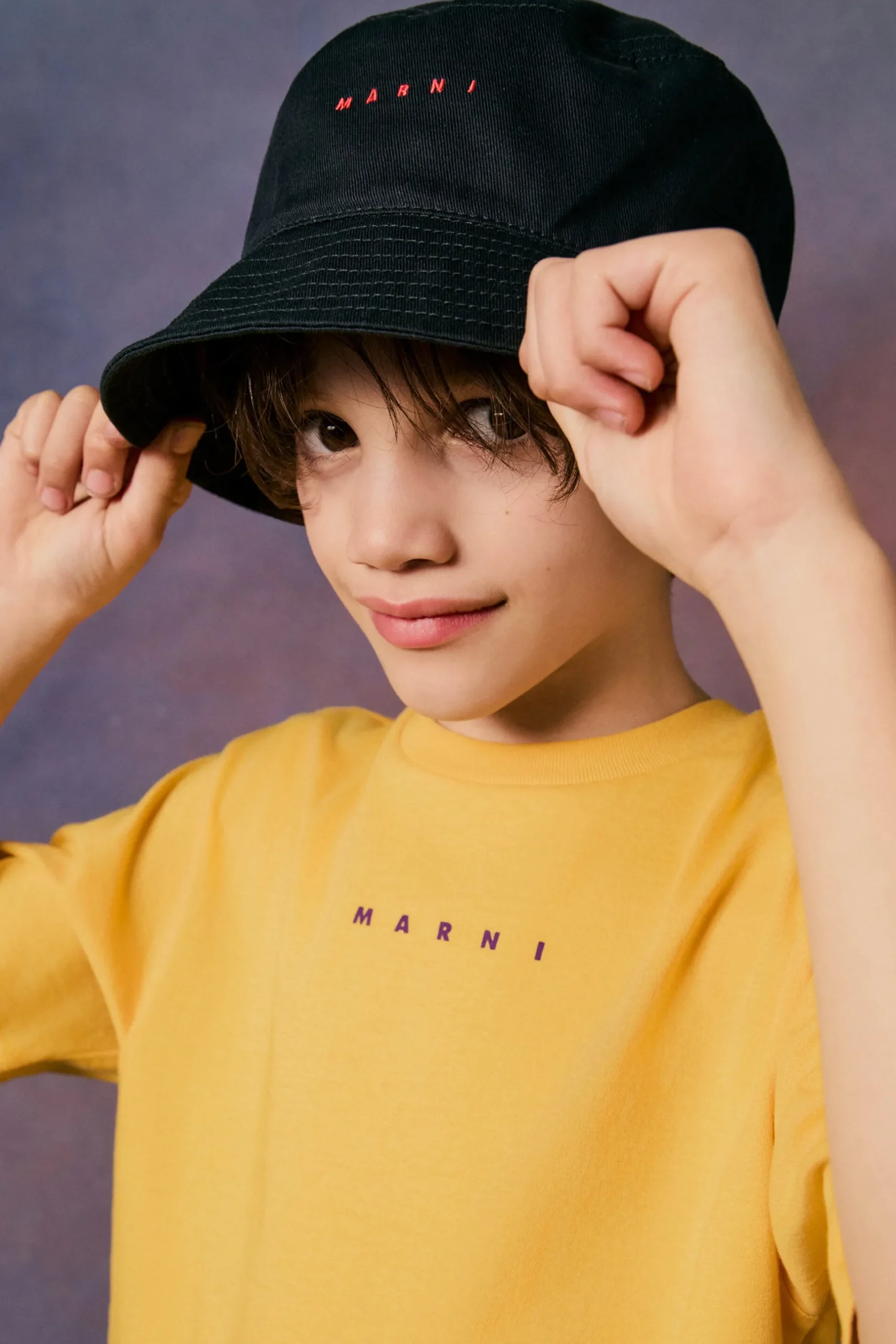 MARNI Cappello alla pescatora in gabardina con logo | Bambino Berretti E Cappelli | Logomania