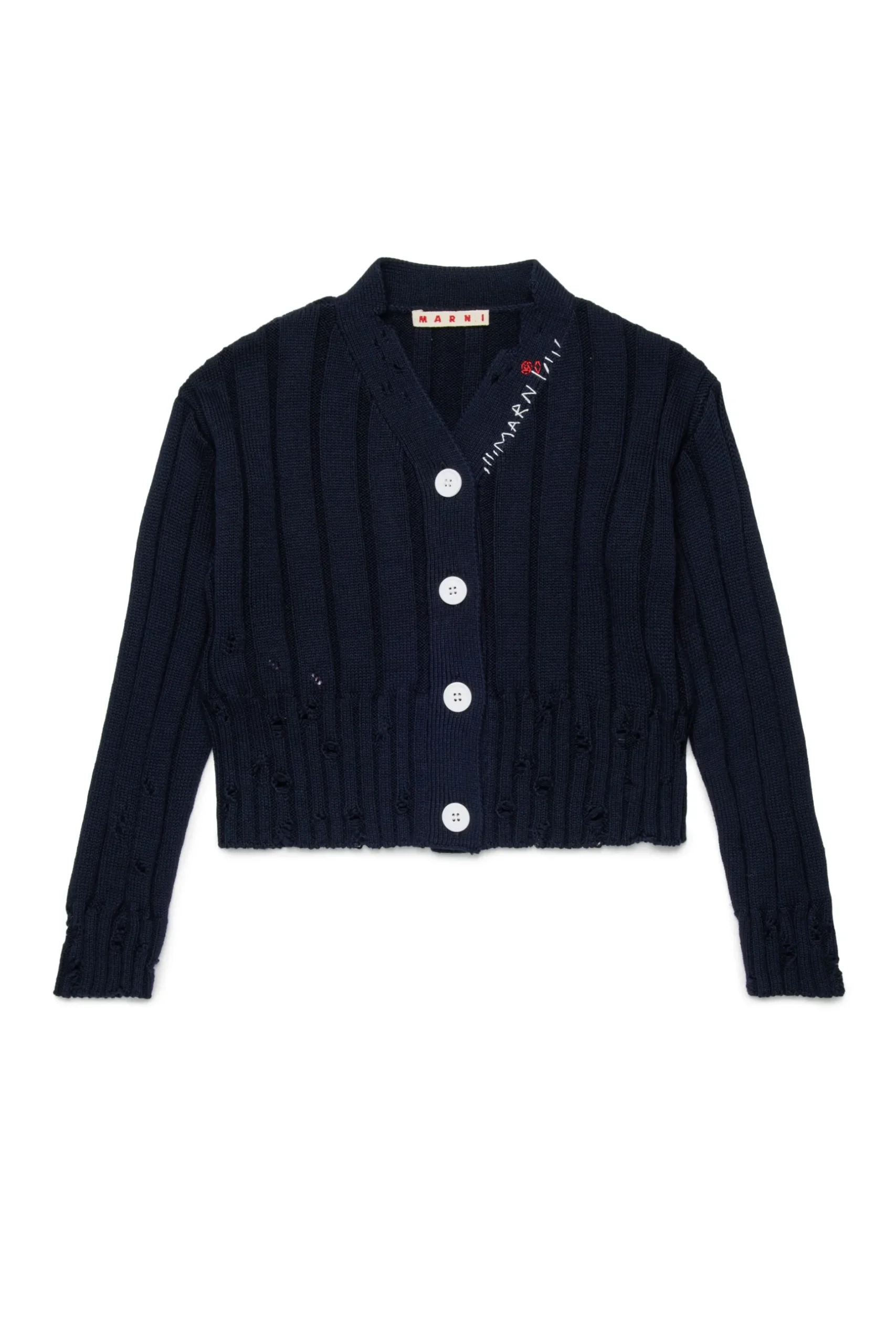MARNI Cardigan a coste con rotture | Maglieria