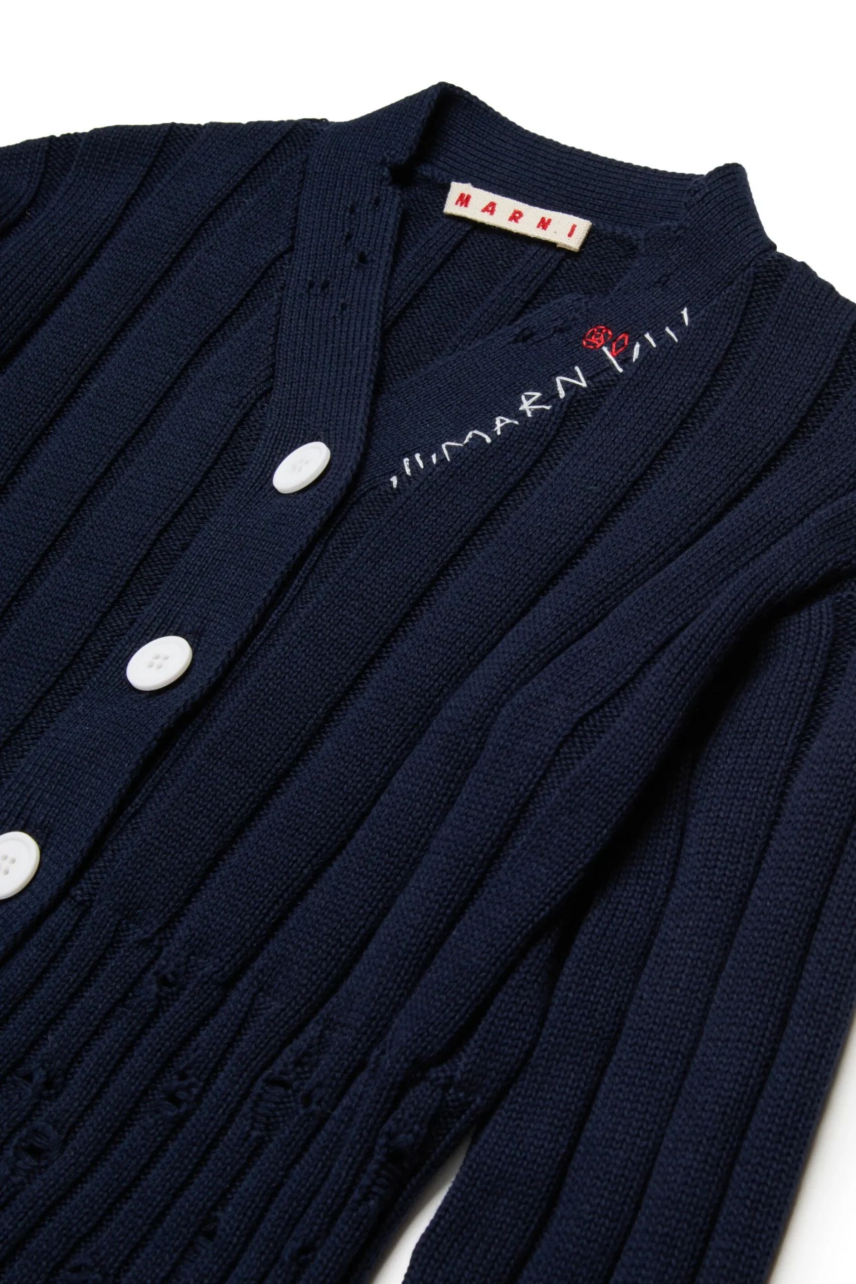 MARNI Cardigan a coste con rotture | Maglieria