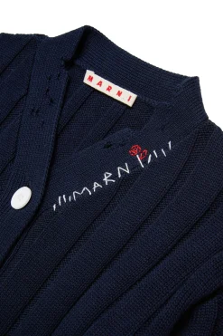 MARNI Cardigan a coste con rotture | Maglieria