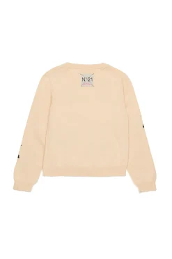 N°21 Cardigan in cotone con Palme intarsiate | Maglieria