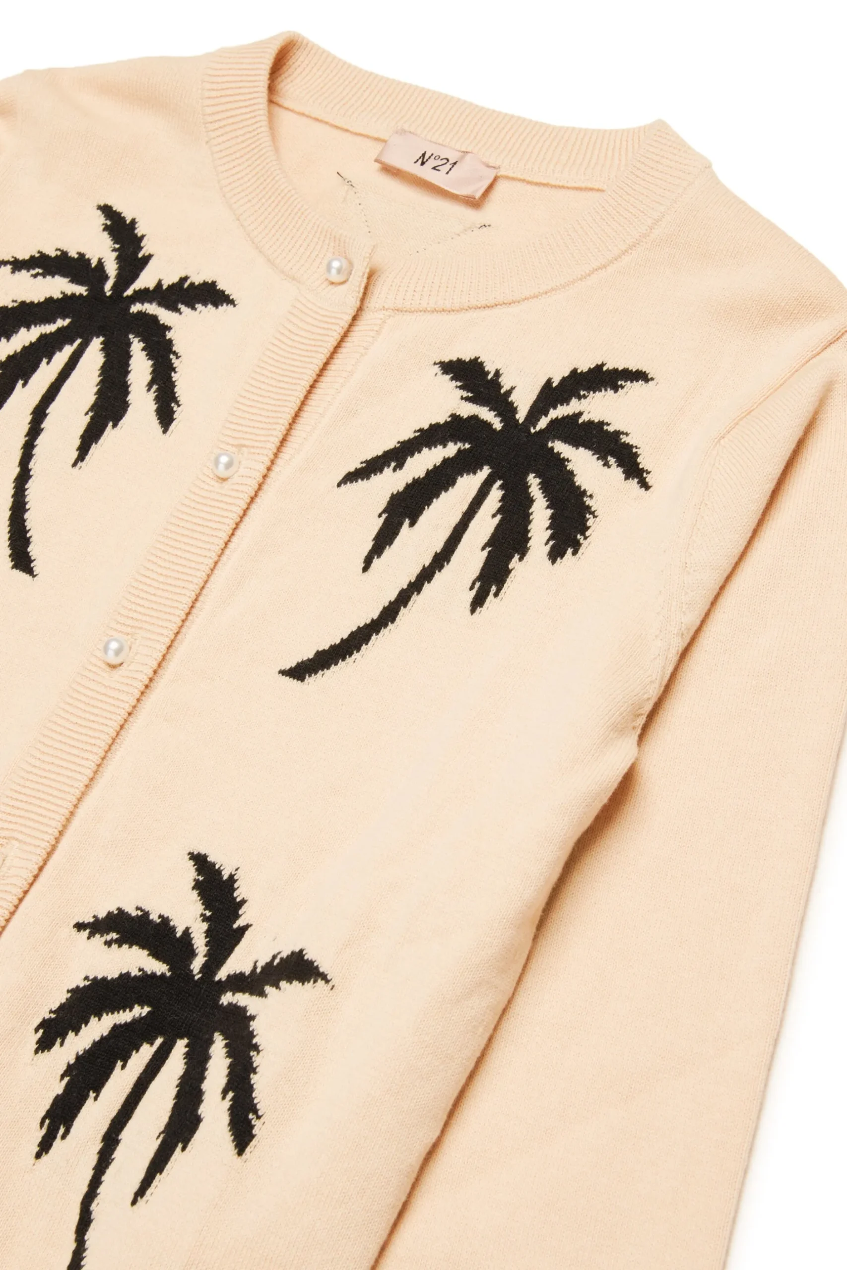 N°21 Cardigan in cotone con Palme intarsiate | Maglieria