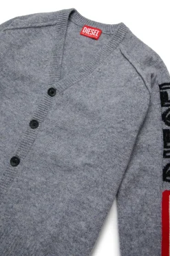 DIESEL Cardigan in lana con logo intarsiato | Maglieria