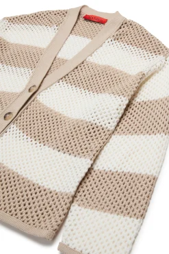 MAX&Co. Cardigan in maglia traforata a righe | Maglieria