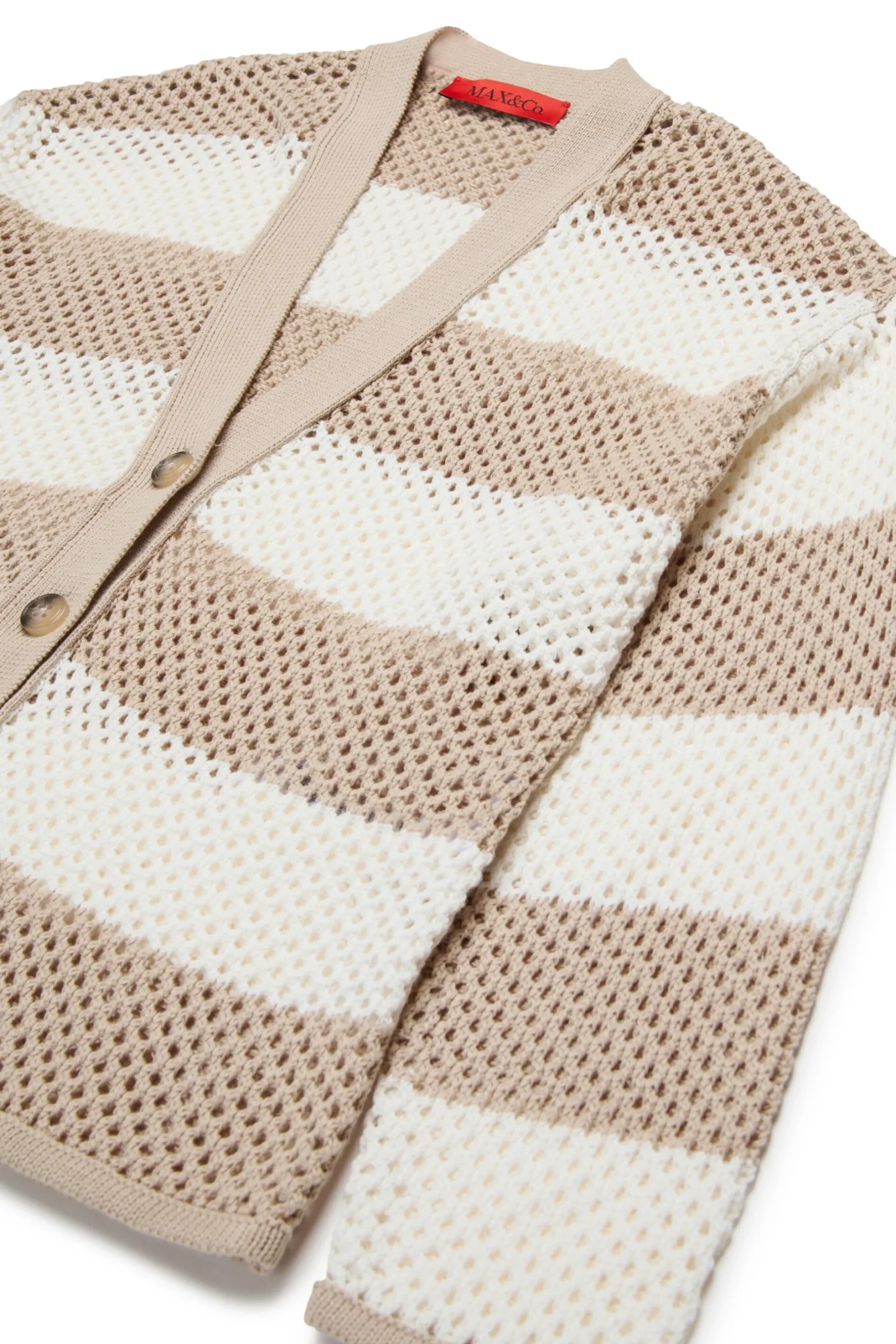 MAX&Co. Cardigan in maglia traforata a righe | Maglieria